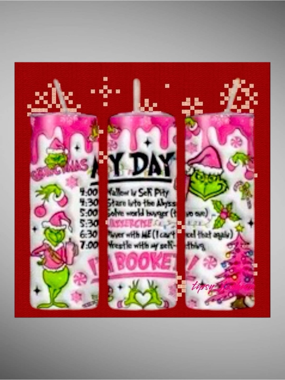 Grinch Christmas 20oz Stainless Steel Tumbler Pink Holiday Cup NEW